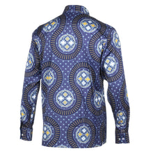 African Spine - Navy Men's Long Sleeve Cotton Printed Shirt
