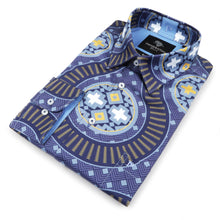 African Spine - Navy Men's Long Sleeve Cotton Printed Shirt