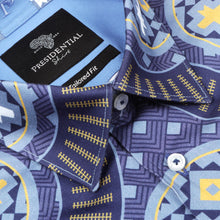 African Spine - Navy Men's Long Sleeve Cotton Printed Shirt