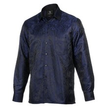 King Classic - Navy Long Sleeve Jacquard Woven Men's Shirt