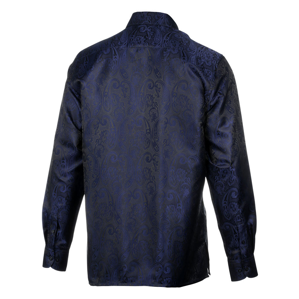King Classic - Navy Long Sleeve Jacquard Woven Men's Shirt
