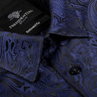 King Classic - Navy Long Sleeve Jacquard Woven Men's Shirt