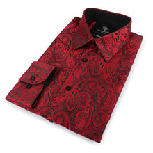 King Classic - Red Long Sleeve Jacquard Woven Men's Shirt