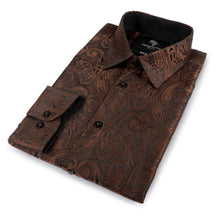 King Classic - Brown Long Sleeve Jacquard Woven Men's Shirt