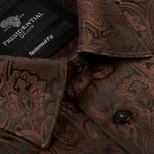 King Classic - Brown Long Sleeve Jacquard Woven Men's Shirt