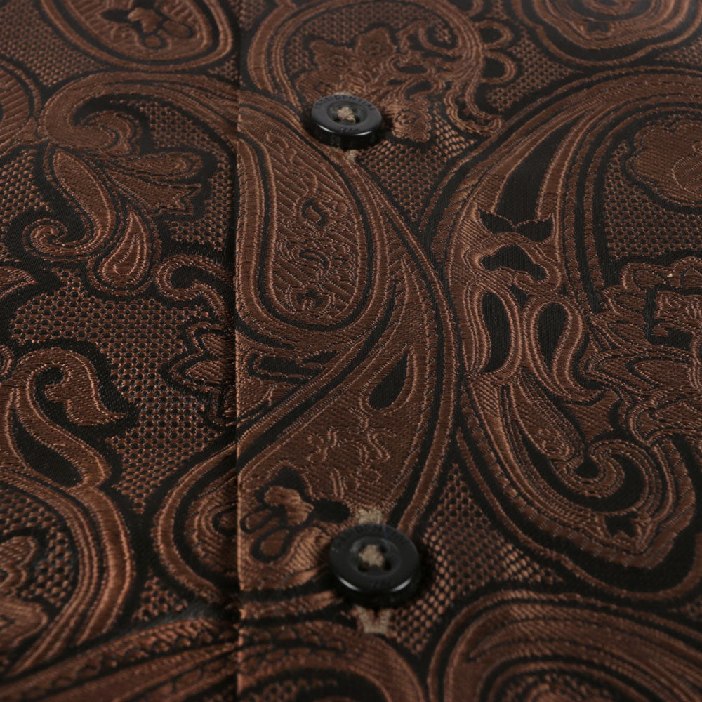 King Classic - Brown Long Sleeve Jacquard Woven Men's Shirt