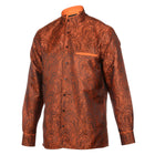 King Classic - Burnt Orange Long Sleeve Jacquard Woven Men's Shirt
