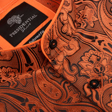 King Classic - Burnt Orange Long Sleeve Jacquard Woven Men's Shirt