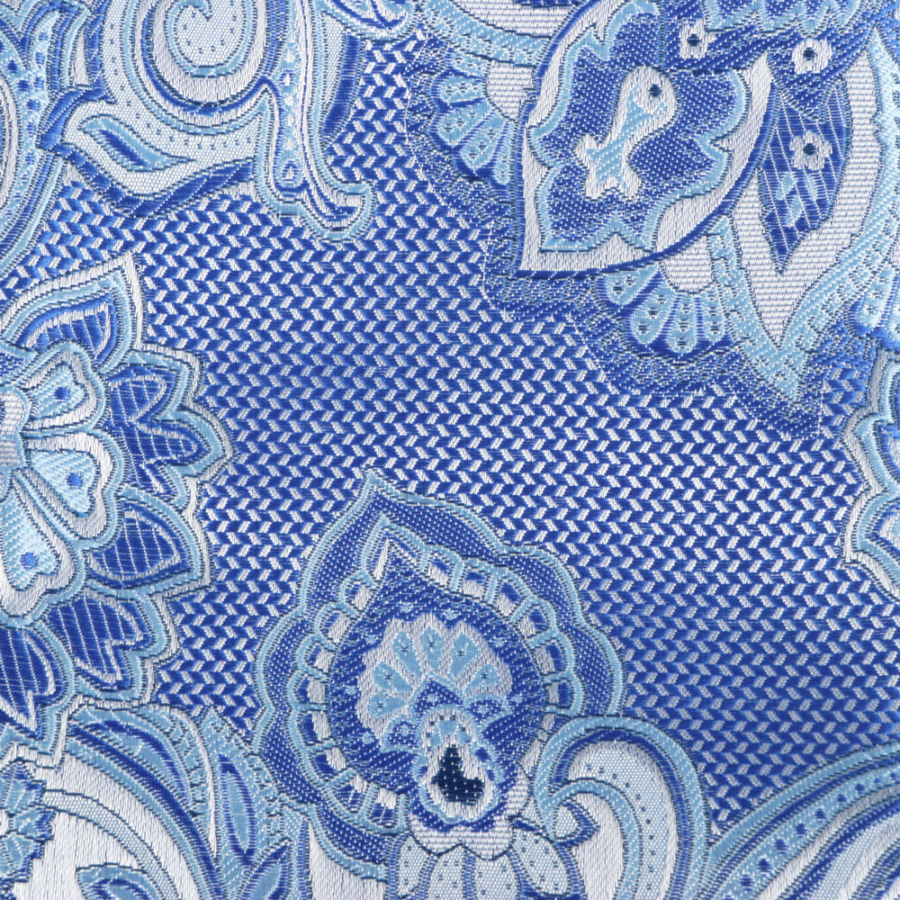 Paisley Flower - Blue Long Sleeve Jacquard Woven Men's Shirt