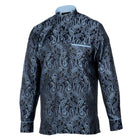 African Paisely - Navy Long Sleeve Jacquard Woven Men's Shirt