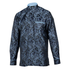 African Paisely - Navy Long Sleeve Jacquard Woven Men's Shirt
