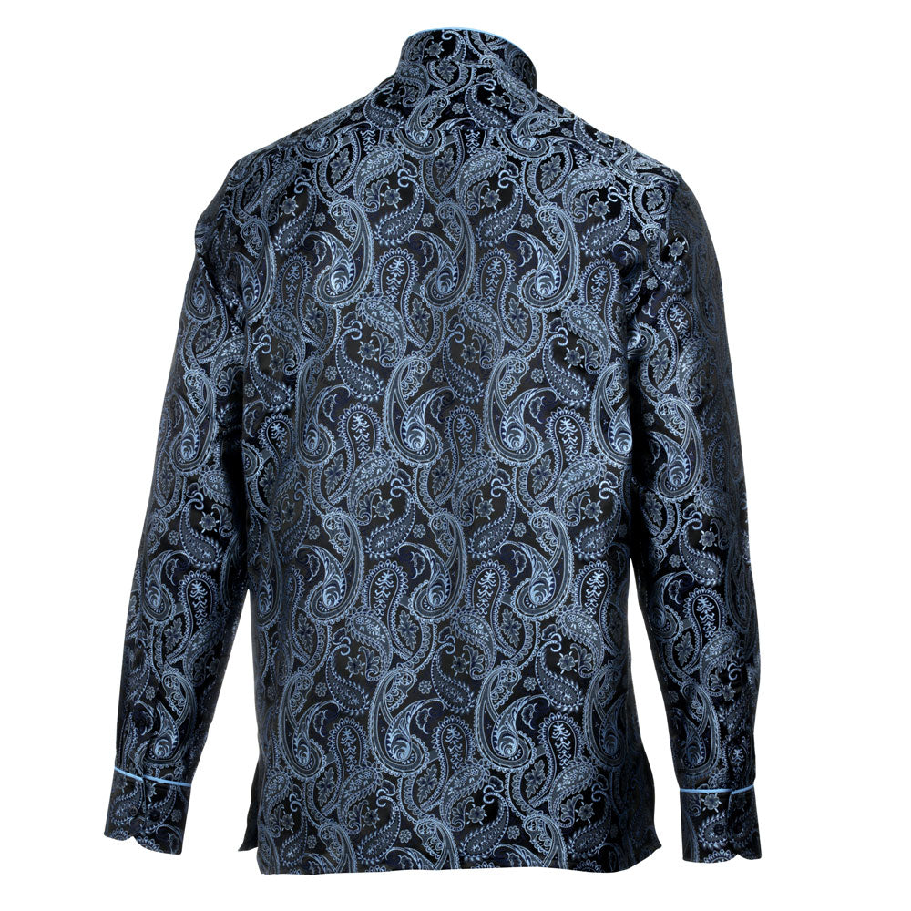 African Paisely - Navy Long Sleeve Jacquard Woven Men's Shirt