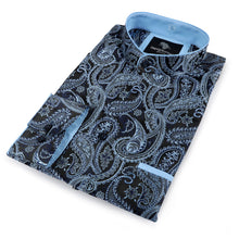 African Paisely - Navy Long Sleeve Jacquard Woven Men's Shirt