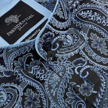 African Paisely - Navy Long Sleeve Jacquard Woven Men's Shirt