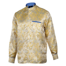 African Paisely - Gold Long Sleeve Jacquard Woven Men's Shirt