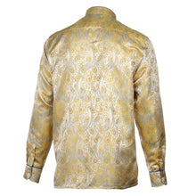 African Paisely - Gold Long Sleeve Jacquard Woven Men's Shirt
