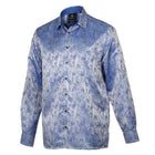 African Paisely - Blue Long Sleeve Jacquard Woven Men's Shirt