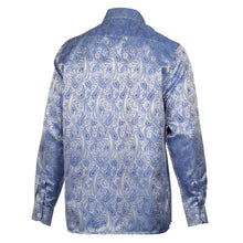 African Paisely - Blue Long Sleeve Jacquard Woven Men's Shirt