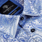 African Paisely - Blue Long Sleeve Jacquard Woven Men's Shirt
