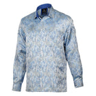 African Paisely - Light Blue Long Sleeve Jacquard Woven Men's Shirt