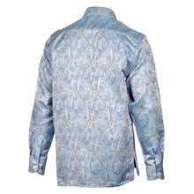 African Paisely - Light Blue Long Sleeve Jacquard Woven Men's Shirt