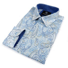 African Paisely - Light Blue Long Sleeve Jacquard Woven Men's Shirt