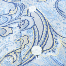 African Paisely - Light Blue Long Sleeve Jacquard Woven Men's Shirt