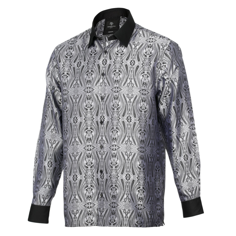 Royal Prince - Black Long Sleeve Jacquard Woven Men's Shirt