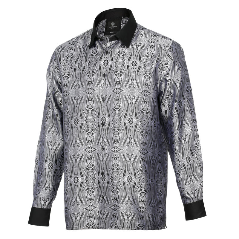 Royal Prince - Black Long Sleeve Jacquard Woven Men's Shirt