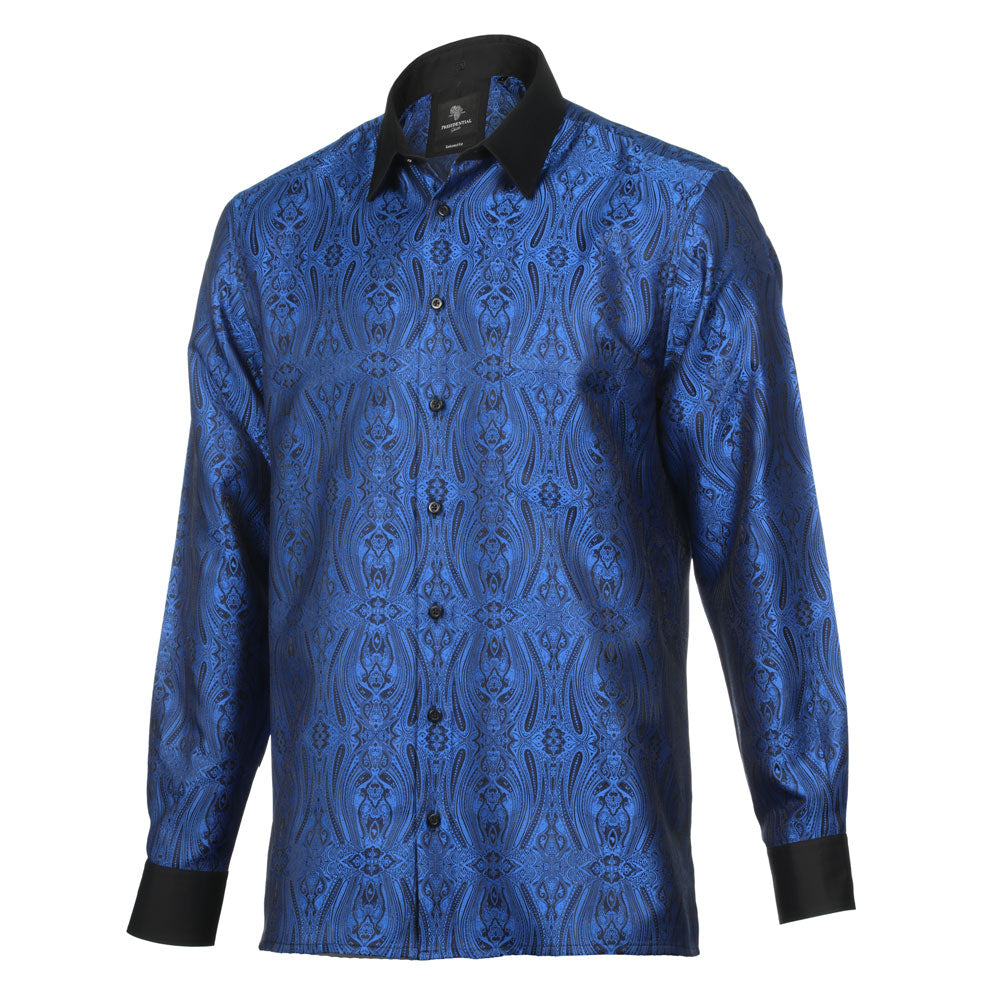 Royal Prince - Blue Long Sleeve Jacquard Woven Men's Shirt