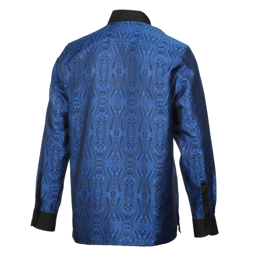 Royal Prince - Blue Long Sleeve Jacquard Woven Men's Shirt