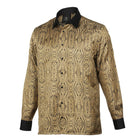 Royal Prince - Gold Black Long Sleeve Jacquard Woven Men's Shirt