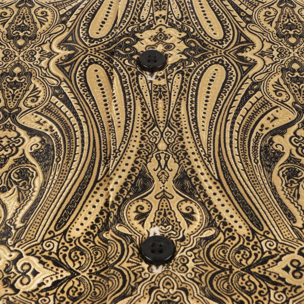 Royal Prince - Gold Black Long Sleeve Jacquard Woven Men's Shirt