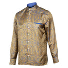 Royal Prince - Gold Blue Long Sleeve Jacquard Woven Men's Shirt