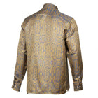 Royal Prince - Gold Blue Long Sleeve Jacquard Woven Men's Shirt