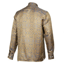 Royal Prince - Gold Blue Long Sleeve Jacquard Woven Men's Shirt