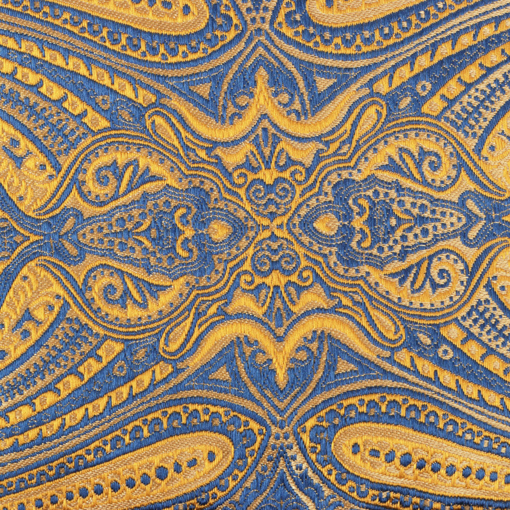 Royal Prince - Gold Blue Long Sleeve Jacquard Woven Men's Shirt