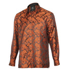 Dotted Paisley - Burnt Orange Long Sleeve Jacquard Woven Men's Shirt