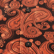 Dotted Paisley - Burnt Orange Long Sleeve Jacquard Woven Men's Shirt