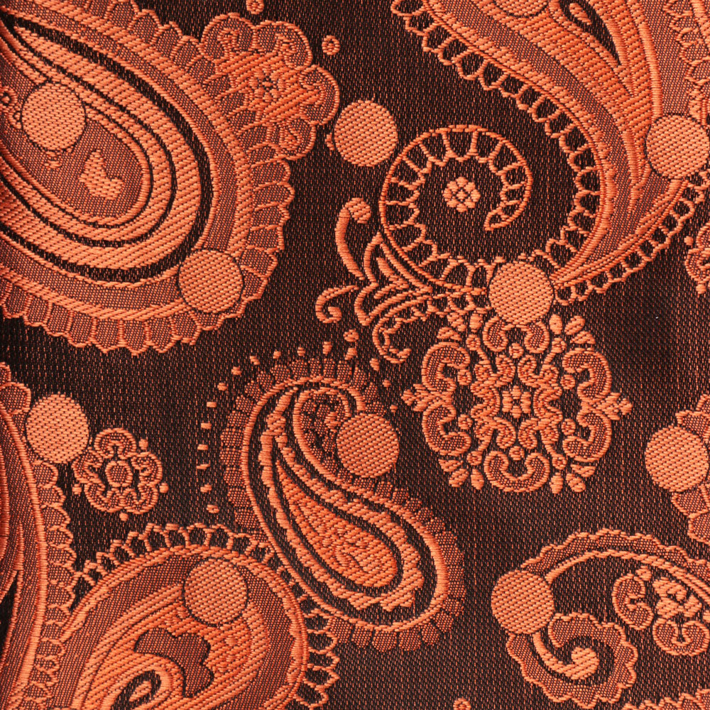 Dotted Paisley - Burnt Orange Long Sleeve Jacquard Woven Men's Shirt