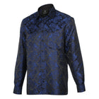 Dotted Paisley - Navy blue Long Sleeve Jacquard Woven Men's Shirt