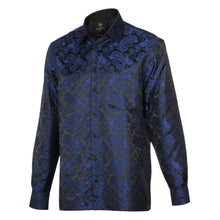 Dotted Paisley - Navy blue Long Sleeve Jacquard Woven Men's Shirt