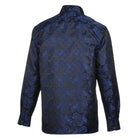 Dotted Paisley - Navy blue Long Sleeve Jacquard Woven Men's Shirt