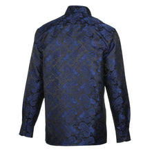 Dotted Paisley - Navy blue Long Sleeve Jacquard Woven Men's Shirt