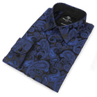 Dotted Paisley - Navy blue Long Sleeve Jacquard Woven Men's Shirt