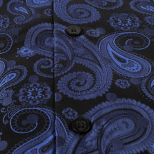 Dotted Paisley - Navy blue Long Sleeve Jacquard Woven Men's Shirt