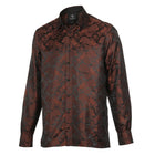 Dotted Paisley - Brown Long Sleeve Jacquard Woven Men's Shirt