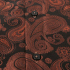 Dotted Paisley - Brown Long Sleeve Jacquard Woven Men's Shirt