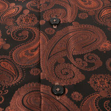 Dotted Paisley - Brown Long Sleeve Jacquard Woven Men's Shirt
