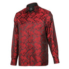 Dotted Paisley - Red Long Sleeve Jacquard Woven Men's Shirt